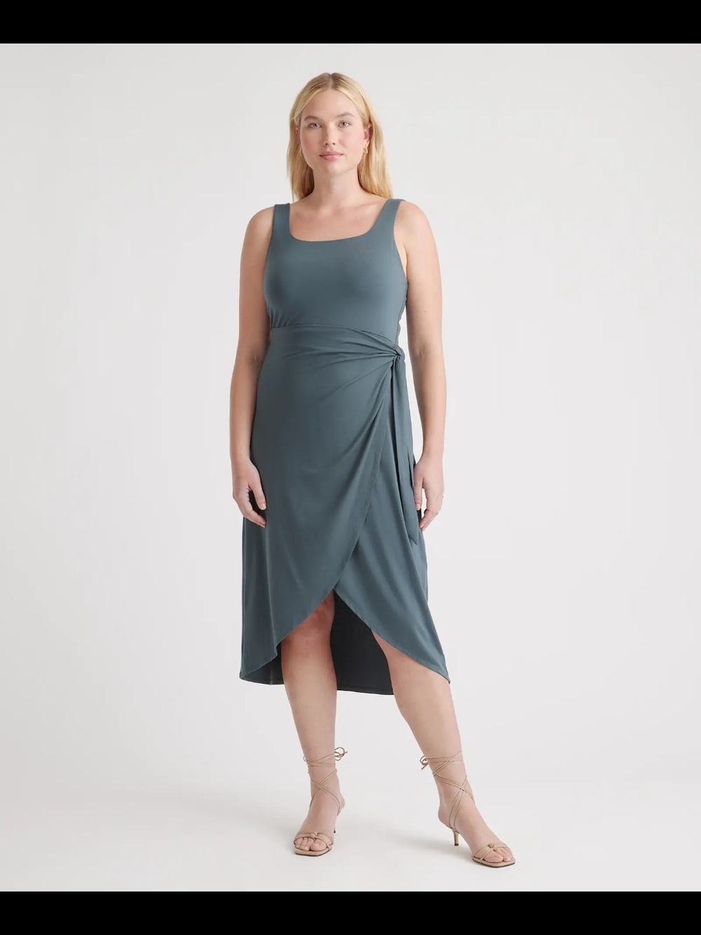 Quince Tencel Jersey Side Tie Midi Dress